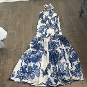 Luxxel Blue and White Floral Kids Dress
